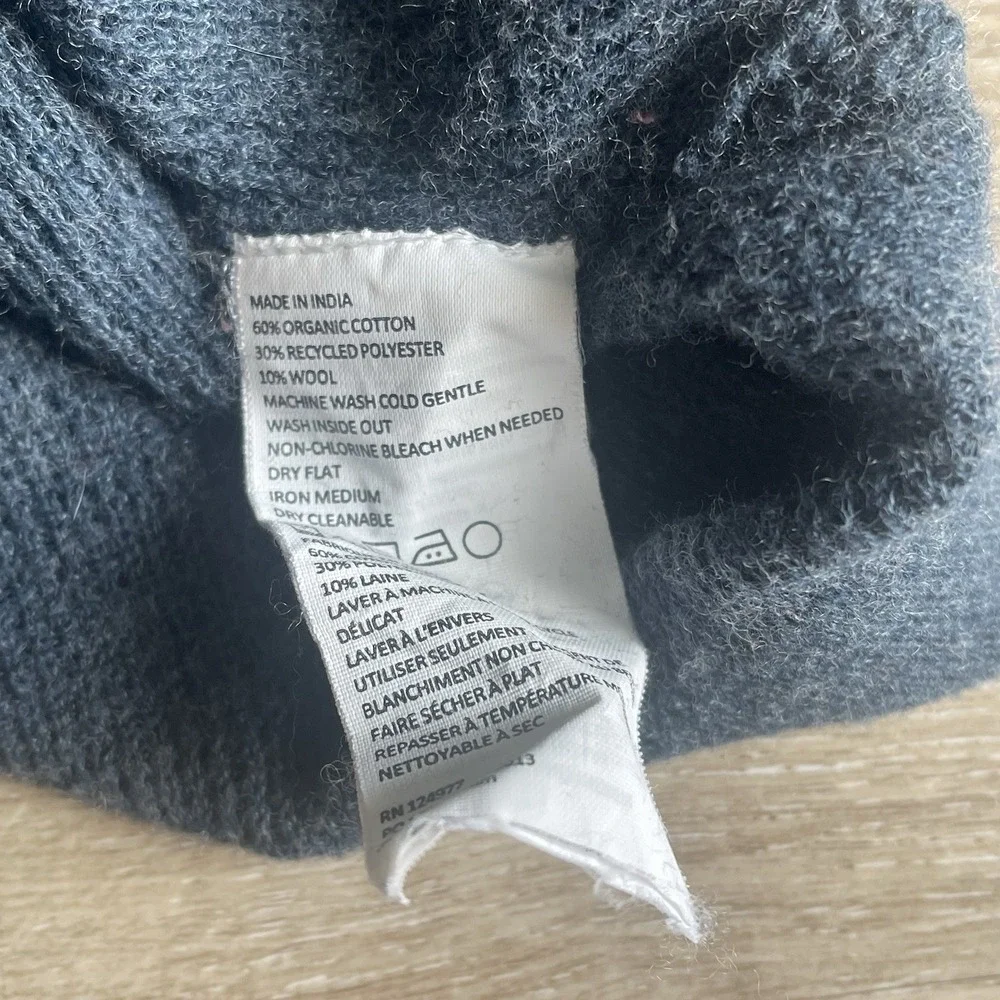 Prana Milani V-Neck Sweater XL Navy Organic Cotton Wool Waffle Knit Lightweight - Picture 5 of 7